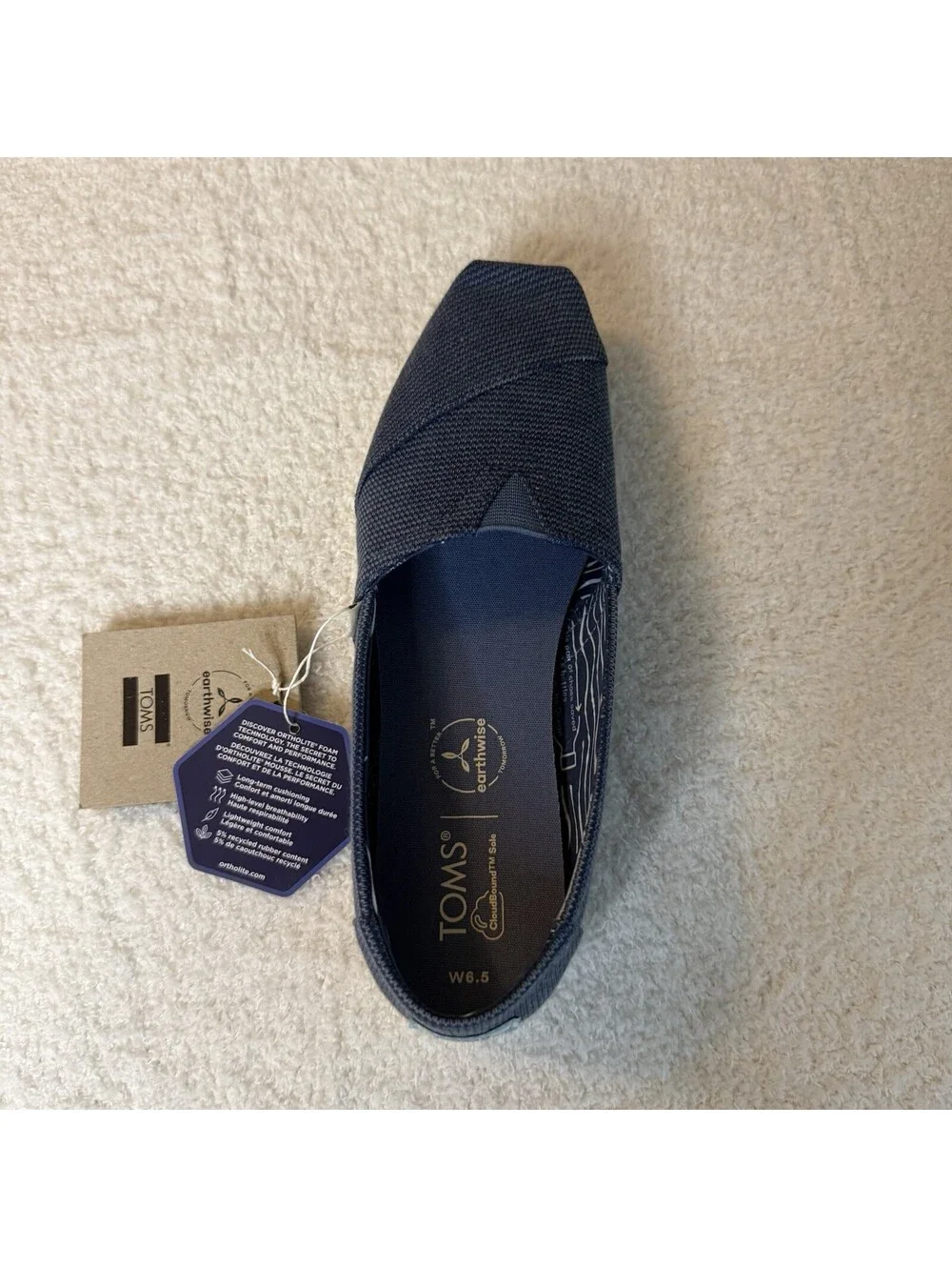 TOMS Alpargata Women’s 6.5 Slate Blue Ortholite Slip On Shoes NWT